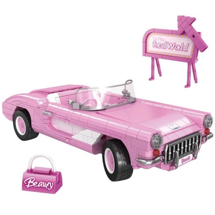 Set de constructie Corenia QRE-2029243 roadster decapotabil, 800 piese, roz