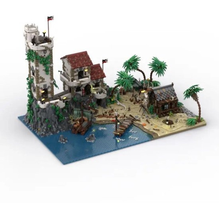 Set de constructie Corenia QRE-2031055, tema pirati medievali, modular, 8028 piese, multicolor, 11.5 kg
