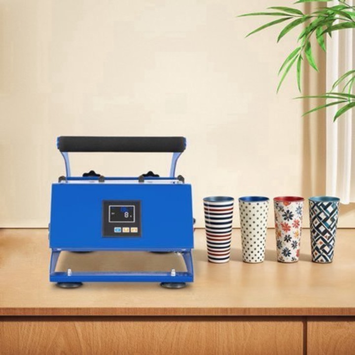 Presa pentru cani Corenia QRE-4368013, 500 W, temperatura 0-200℃, timp 0-999 s, albastru, 29x41x40 cm, include 5 platouri interschimbabile