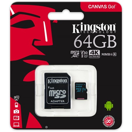 Card de memorie Kingston MicroSDXC Canvas Go, 64GB, Class 10, 90R