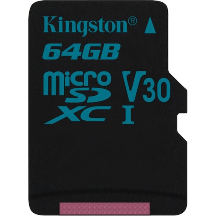 Card de memorie Kingston MicroSDXC Canvas Go, 64GB, Class 10, 90R, UHS-I U3, V30 +Adaptor