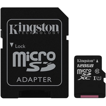 Card de memorie Kingston MicroSDXC Canvas Select, 128GB, 80R, Class 10, UHS-I + Adaptor Card de memorie Kingston MicroSDXC Canvas Select, 128GB, 80R, Class 10, UHS-I + Adaptor