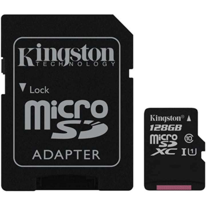 Card de memorie Kingston Canvas Select, 128GB, 80R, Class 10, UHS-I + -