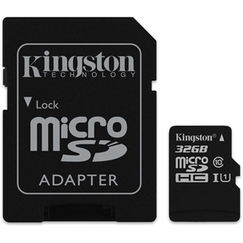 Card de memorie Kingston MicroSDHC, 32GB, Canvas Select 80R, Class 10, UHS-I si Adaptor Card de memorie Kingston MicroSDHC, 32GB, Canvas Select 80R, Class 10, UHS-I si Adaptor
