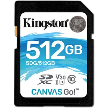 Card de memorie Kingston SDXC Canvas Go, 512 GB, 90R, Class 10, UHS-I U3 + Adaptor Card de memorie Kingston SDXC Canvas Go, 512 GB, 90R, Class 10, UHS-I U3 + Adaptor
