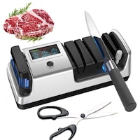 Dispozitiv electric profesional pentru ascutit cutite si foarfece plus alte unelte cu 5 functii – 3 trepte de viteza, afisaj digital, 5 sloturi si discuri de ascutire diamantate pentru toate tipurile de unelte