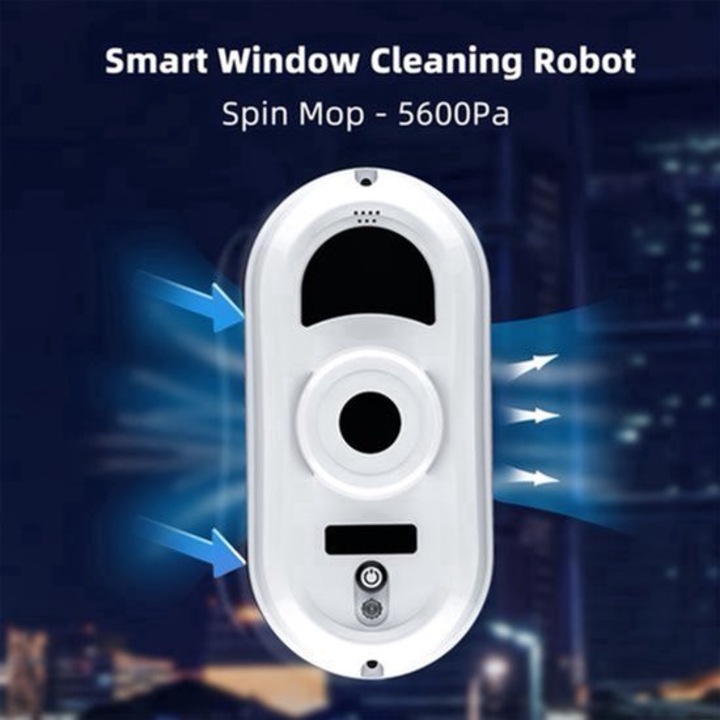 Robot de curatat geamuri Corenia QRE-2034027, 5600Pa, navigatie inteligenta, telecomanda, sistem de siguranta la pana de curent, include 10 lavete din microfibra, alb