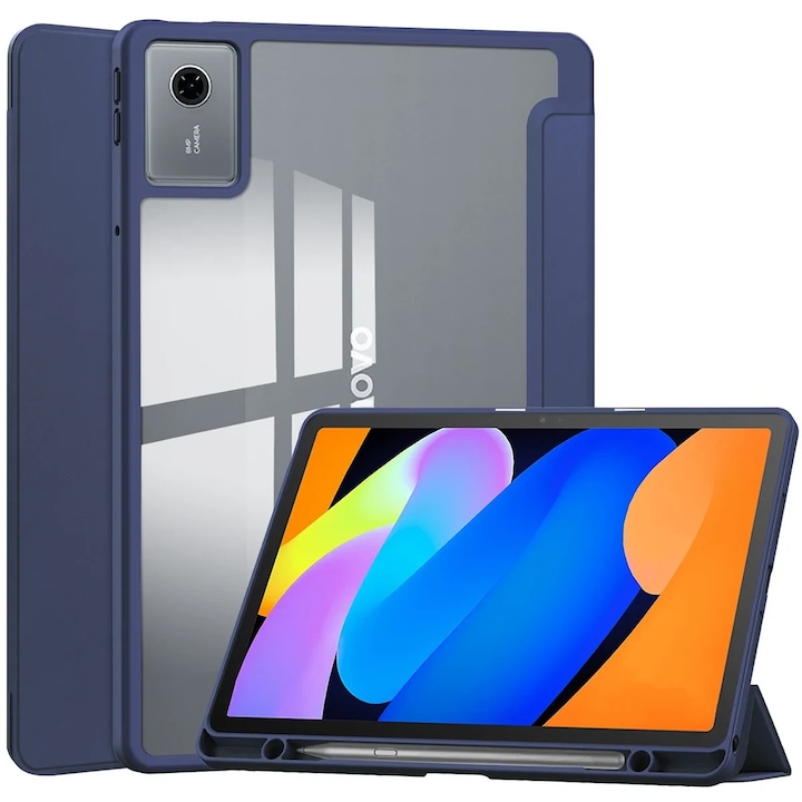 Husa Bizon Tab Clear Matt compatibila cu Lenovo Idea Tab 11 inch, Dark Blue