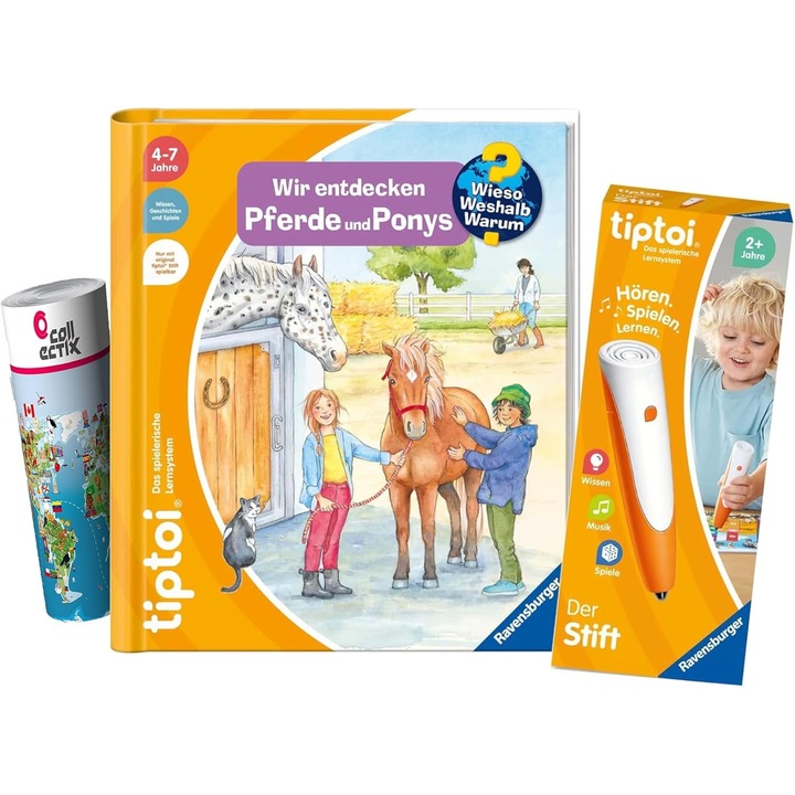 Set tiptoi Ravensburger: Cai si Ponei + Stilou Lumea Copiilor