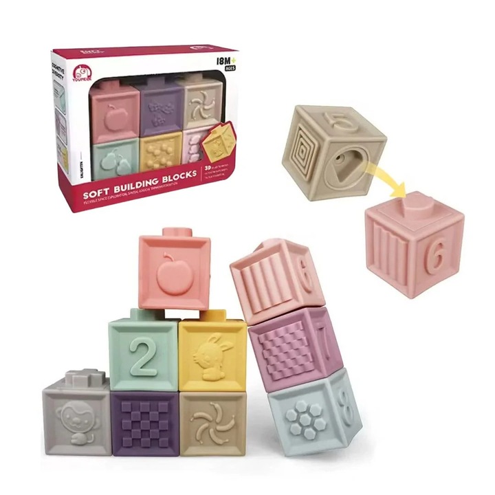 Set 6 Cuburi Senzoriale si Educationale din Silicon
