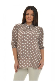 Bluza dama bej cu buline albe, M Bluza dama bej cu buline albe, M