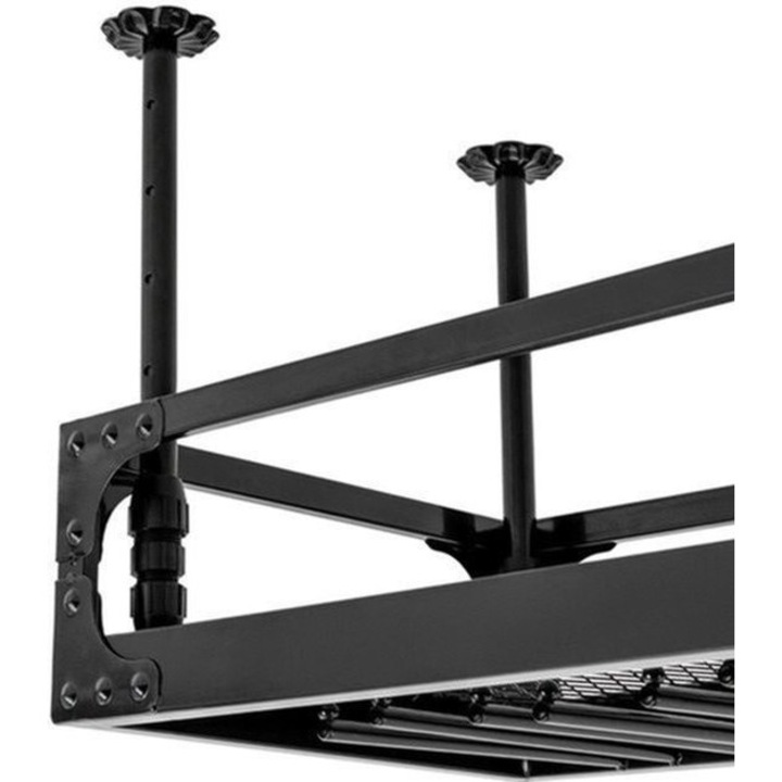 Raft pentru sticle de vin Corenia QRE-2075097, design industrial din fier cu finisaj mat, capacitate 50 kg, negru, 100 x 35 x 35–55 cm