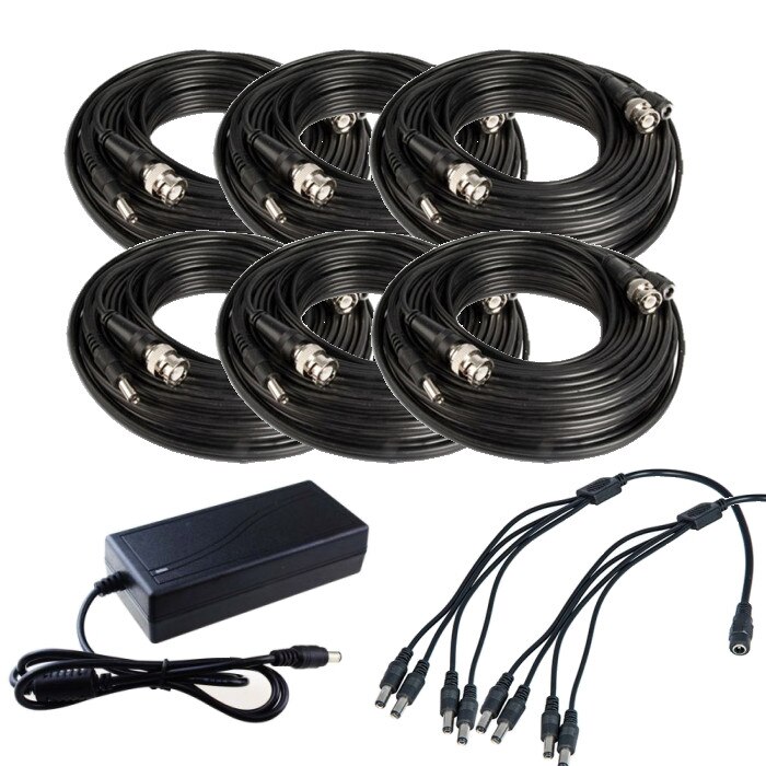 Set complet accesorii Sistem Supraveghere 6 camere video cu Cablu mufat Play & Plug 20m