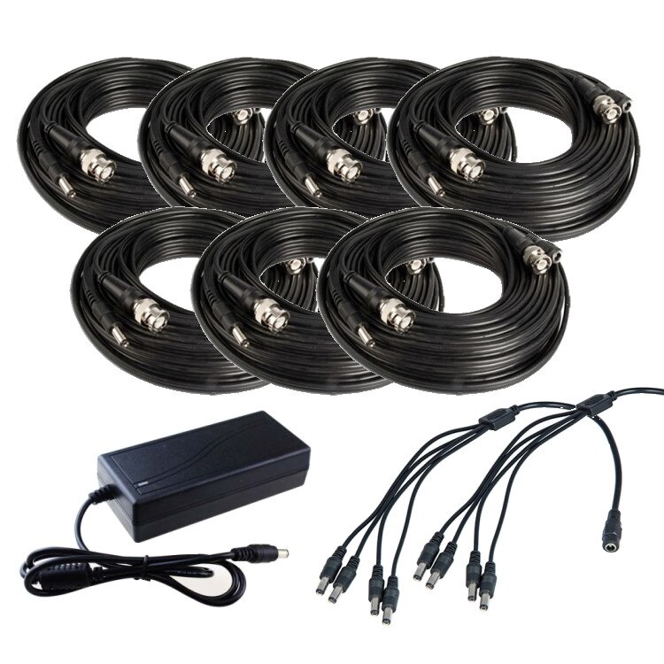 Set complet accesorii Sistem Supraveghere 7 camere video cu Cablu mufat Play & Plug 20m