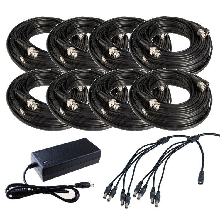 Set complet accesorii Sistem Supraveghere 8 camere video cu Cablu mufat Play & Plug 20m