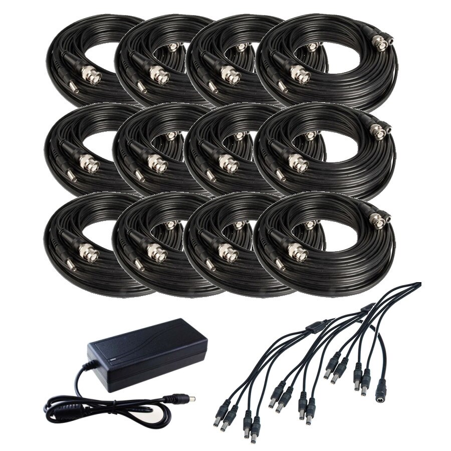 Set complet accesorii Sistem Supraveghere 12 camere video cu Cablu mufat Play & Plug 20m