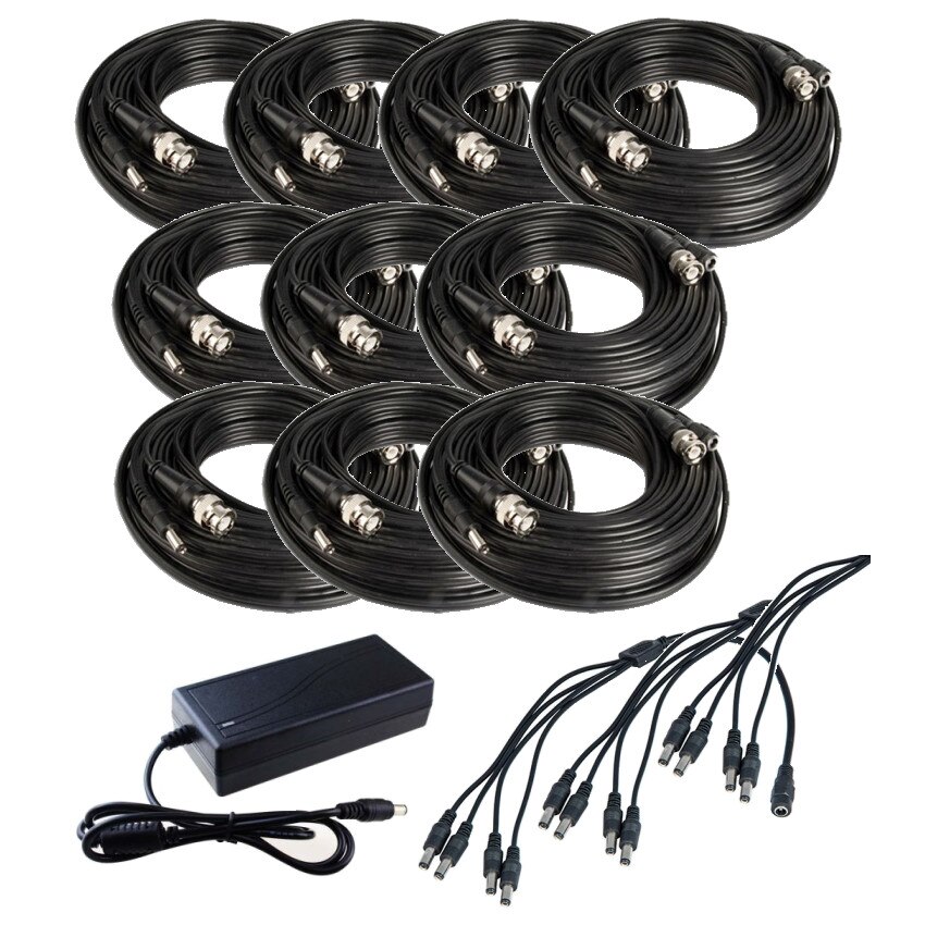 Set complet accesorii Sistem Supraveghere 10 camere video cu Cablu mufat Play & Plug 20m