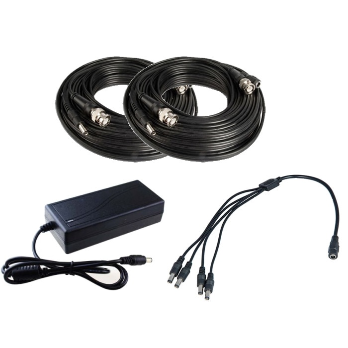 Set complet accesorii Sistem Supraveghere 2 camere video cu Cablu mufat Play & Plug 10m