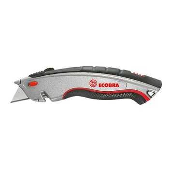 Cutter profesional cu lama autoretractabila, 3 in 1, ECOBRA 770495, 18 mm, 3 lame de rezerva Cutter profesional cu lama autoretractabila, 3 in 1, ECOBRA 770495, 18 mm, 3 lame de rezerva
