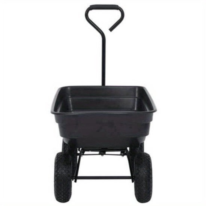 Roaba de gradina Corenia QRE-2040543, cadru metalic, capacitate 300 kg, 4 roti all-terrain, maner ergonomic, negru