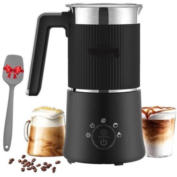 Spumator de lapte Corenia QRE-2041134 5-in-1, incalzire si spumare cald/rece, 500W, inox 304, 350 ml incalzire / 250 ml spumare, negru