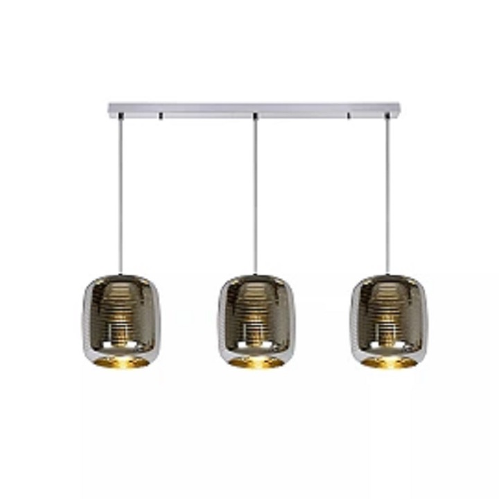 Lustra suspendată, crom, sticlă, 3 pendule, 88x20x157cm