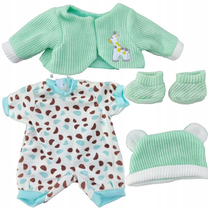 Set Groves Mint pentru Papusa Bebelus 40-45 cm - Girafa, Jacheta, Caciulita, Pantofi