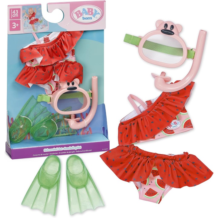Set Scufundare Baby Born cu Bikini, Masca si Labele Picioare (43 cm)