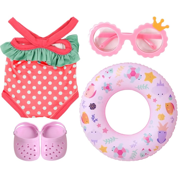 Set 4 Piese Accesorii Inot Papusi 43 cm - Roz