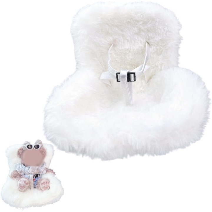 Scaun de siguranta pentru papusi Plush, pentru interiorul masinii, 10-17 cm, Alb