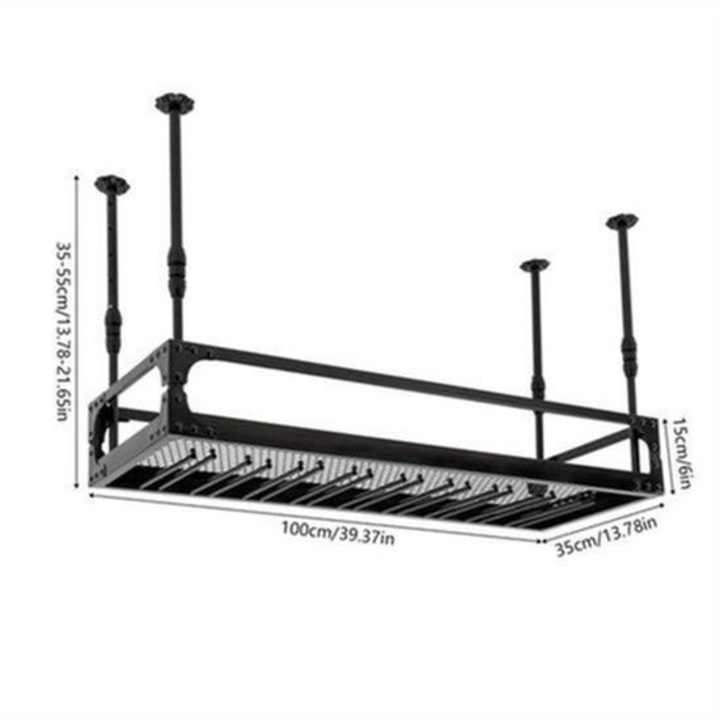Suport de vin pentru tavan Corenia QRE-2047261, reglabil pe inaltime, din fier robust, negru, 100 x 35 x 55 cm