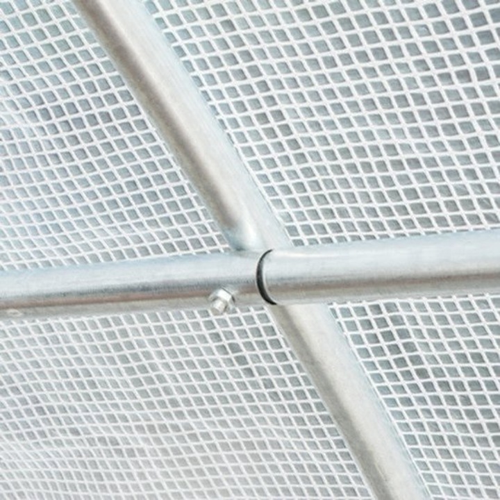 Husa de inlocuire pentru sera tunel Corenia QRE-2074383, folie PE anti-UV, rezistenta la apa, 12 ferestre rulou cu plase, usa cu fermoar, alb, 6 x 3 x 2 m