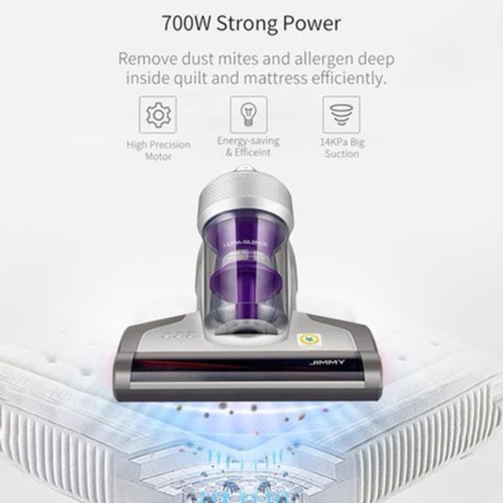 Aspirator pentru acarieni si saltele Corenia QRE-2048408, 700 W, 14 kPa, UV-C 6W, HEPA 6-traps, duza 24,5 cm, rezervor 0,5 L, cablu 5 m, gri/violet