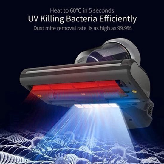 Aspirator pentru acarieni si saltele Corenia QRE-2048408, 700 W, 14 kPa, UV-C 6W, HEPA 6-traps, duza 24,5 cm, rezervor 0,5 L, cablu 5 m, gri/violet
