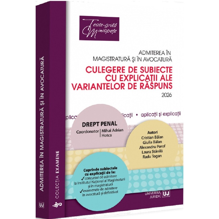 Admiterea In Magistratura Si In Avocatura. Drept Penal Ed.8 - Mihai Adrian ...ca