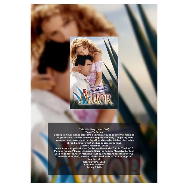 Poster decorativ „Destilando Amor” A4, carton 250 g/m², print vibrant, VP-4002501151850