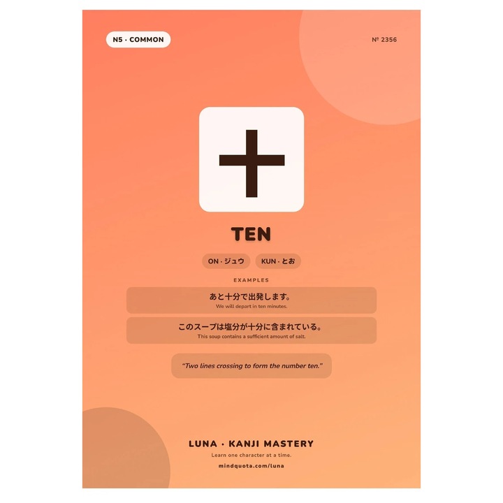 Poster Kanji Luna 'Ten' VP-4002501128371, carton 250 g, A4, portocaliu