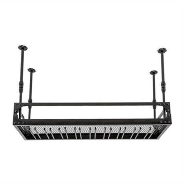 Suport suspendat pentru sticle si pahare Corenia QRE-2049925, din fier robust, reglabil pe inaltime, cu carlige, negru, 35 x 100 x 55 cm