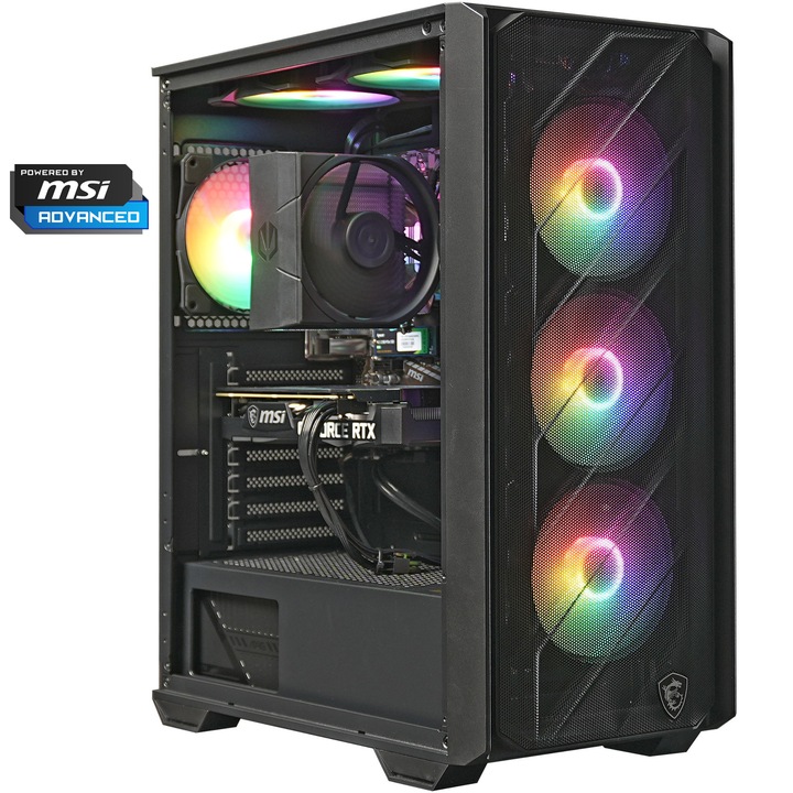 Настолен компютър Gaming A+ Powered by MSI, AMD Ryzen™ 5 5600 до 4.4GHz, 16GB DDR4, 512GB SSD, MSI GeForce RTX™3060 VENTUS 2X 12GB GDDR6, No OS, Black