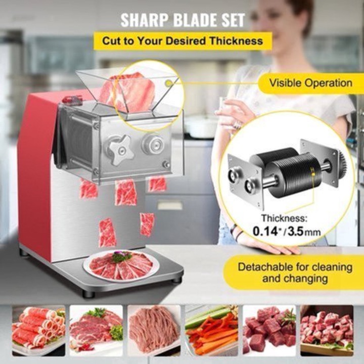 Masina de tocat si feliat carne Corenia QRE-2051355, 850W, 1440 RPM, 50Hz, spatiu lama 10 mm, rosu