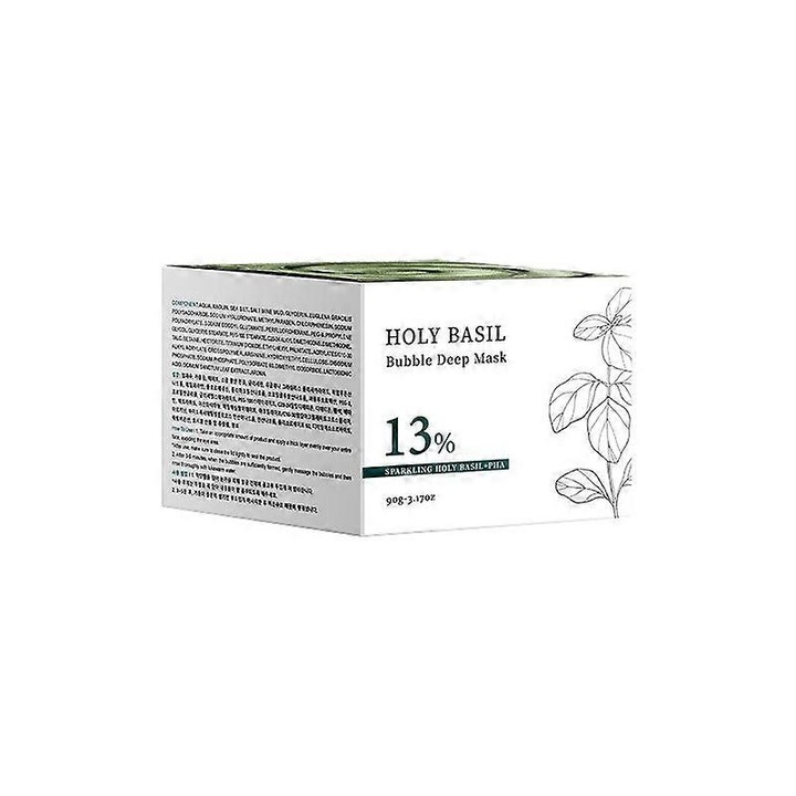 Маска за лице Holy Basil Bubble Deep Mask, пенлива с 13% екстракт от свещен босилек за интензивна хидратация, бяла, 90 гр