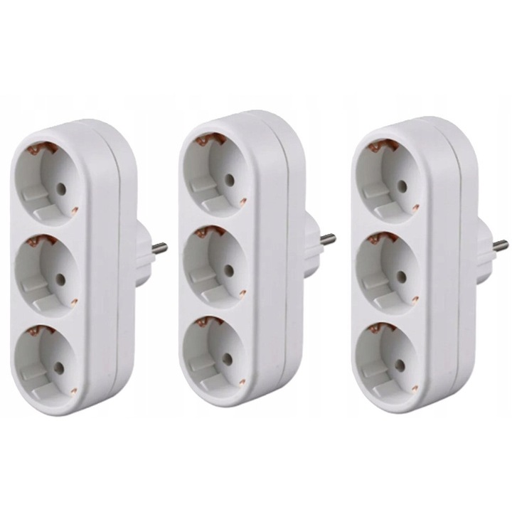 Adaptor Triplu Priza 3 Bucati Alb