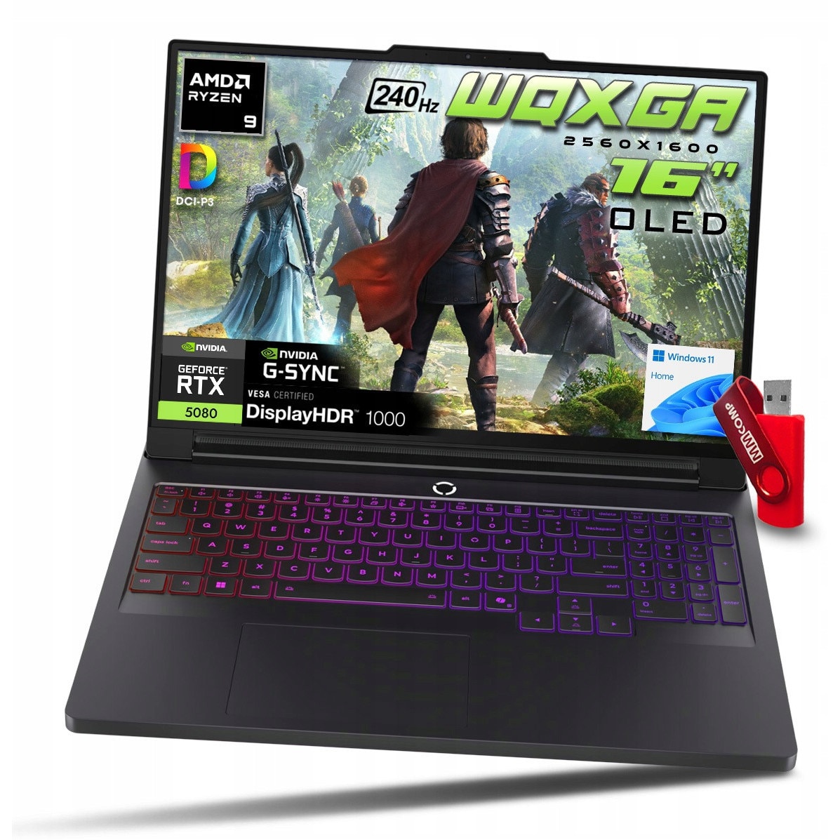 Laptop Lenovo Legion Pro 7 16AFR10H, AMD Ryzen 9 9955HX3D, 64GB 8TB SSD, 16" WQXGA 2560x1600 OLED 240Hz, NVIDIA GeForce RTX 5080 16GB GDDR7, Windows 11 Home