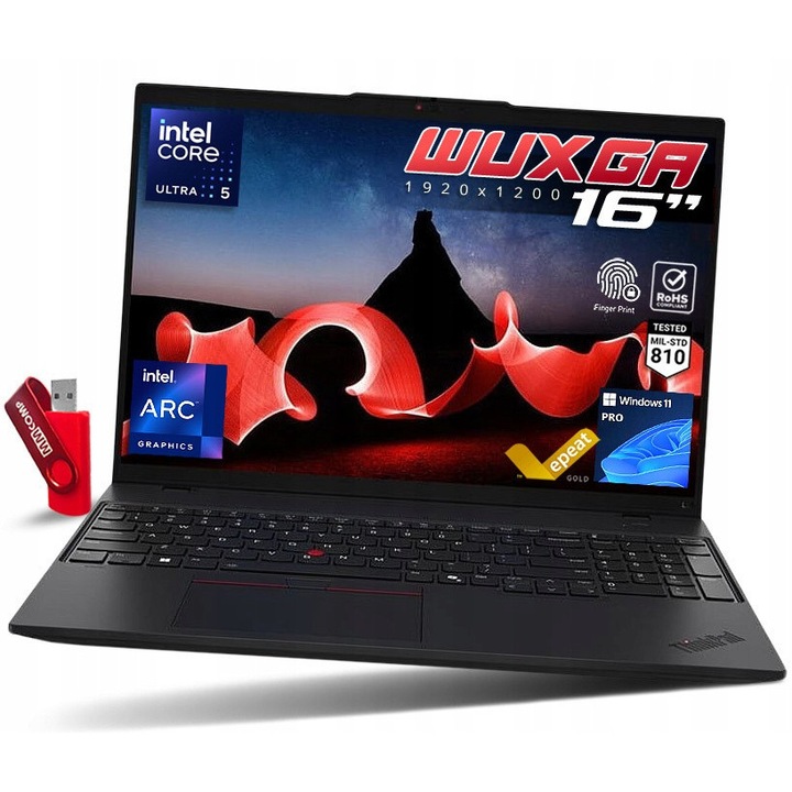 Pachet promo: Laptop Lenovo ThinkPad L16 G1, Intel Core Ultra 5 135H, 64GB 2TB SSD, 16" WUXGA 1920x1200 IPS, Intel Arc Graphics, Windows 11 Pro + ET103 notebook case 43.2 cm (17") Messenger case Black