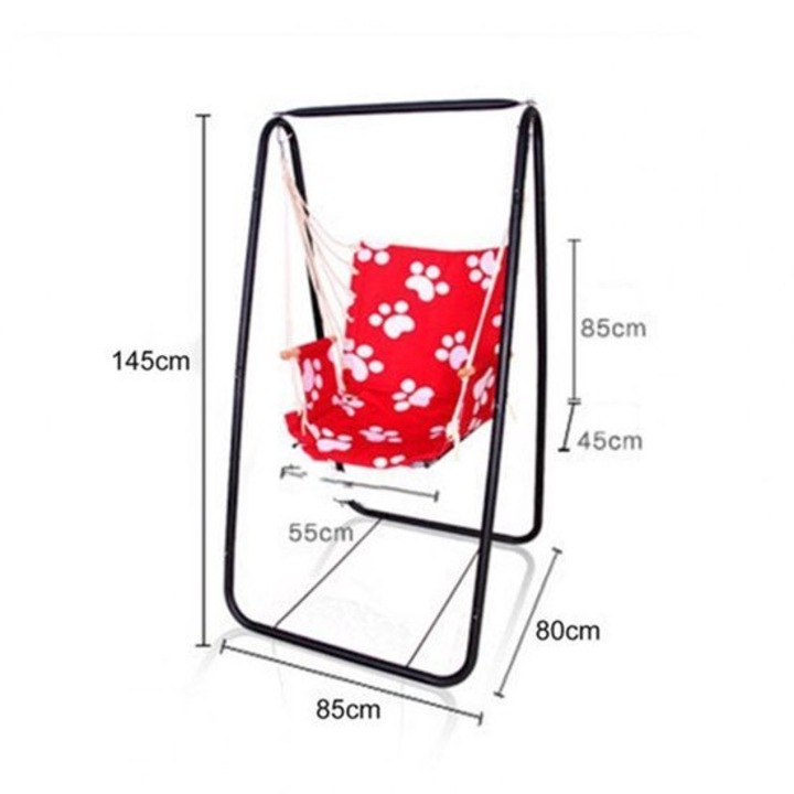 Suport pentru scaun suspendat Corenia QRE-2061074, metal A-forma, rezistent, 87 cm inaltime × 39 cm latime, negru
