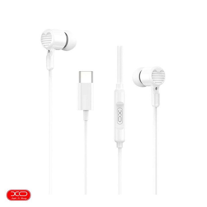 Casti XO cu fir EP81 USB-C, cablu 1.2m, Alb