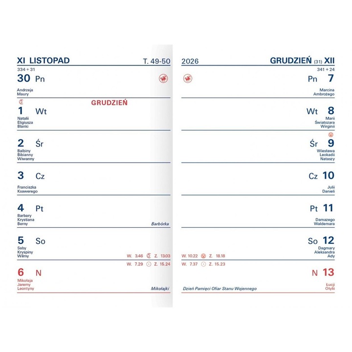 Insertie calendar 2026 Telegraph TIK pentru agende/organizere, format 83 x 16 mm, multicolor, cod 722096