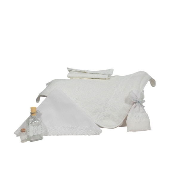 Set botez unicat alb 7 piese- Trusou biserica Fulgi de Nea- Odorul Mamei