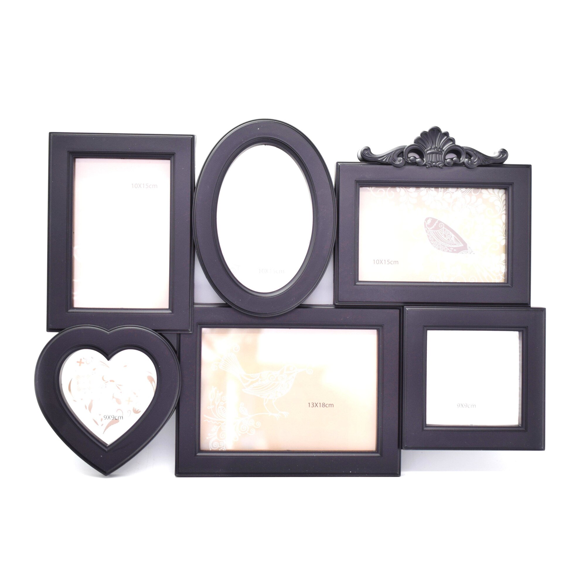 Rama Foto Colaj 4 forme 6 poze, culoare negru