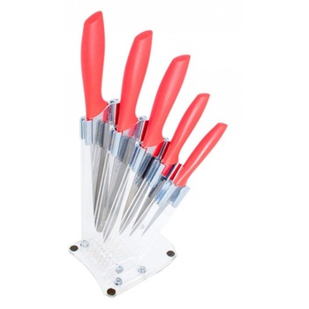 Set cutite 5 piese cu suport Anika, rosu, VIVO Set cutite 5 piese cu suport Anika, rosu, VIVO